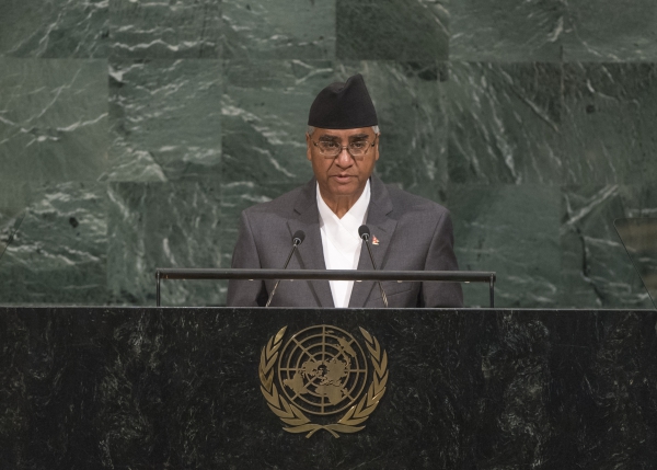 Sher Bahadur Deuba Prime Minister of Nepal, addresses the General Assembly’s seventy-second session.