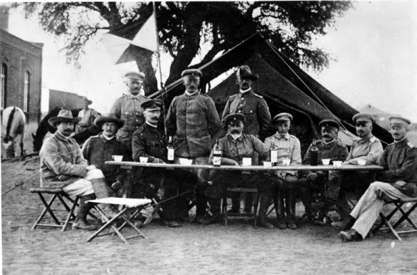 German troop commander Gen Lotha von Trotha (seated centre), who ordered the extermination of Hereros in 1904