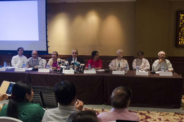 The government's Advisory Commission on Rakhine State at a Thursday press conference in Yangon