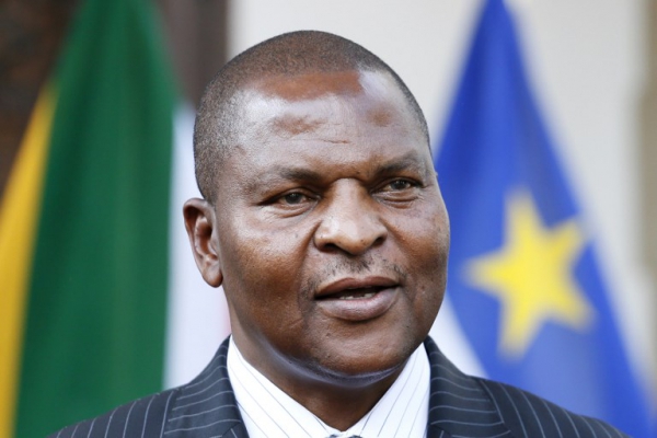 CAR President Faustin-Archange Touadera at a press conference on April 5, 2017 in Pretoria, South Africa