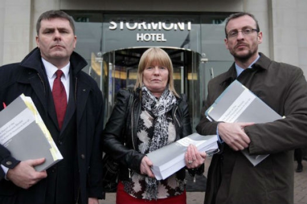 Mark Thompson,left, alongside Teresa Slane, widow of Gerard Slane killed by same loyalist gang that killed Pat Finucane, and lawyer Paul Pierce on receiving copy of De Silva Review into Finucane's murder (RfJ) As ICTJ looks back on its 15 years of work, join us in celebrating our allies across the globe who struggle for human rights, against impunity. To honor their efforts in the trenches of this struggle, we will bring you their stories in the weeks and months to come. This is the story of Mark Thompson, CEO of Relatives for Justice, a group struggling for truth and justice in Northern Ireland