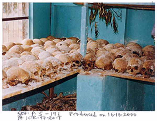 Exhibit P5-19 in the trial of Rwandan ex-mayor Laurent Semanza. Photo taken by an investigator at the church in Musha where many Tutsis were massacred in April 1994