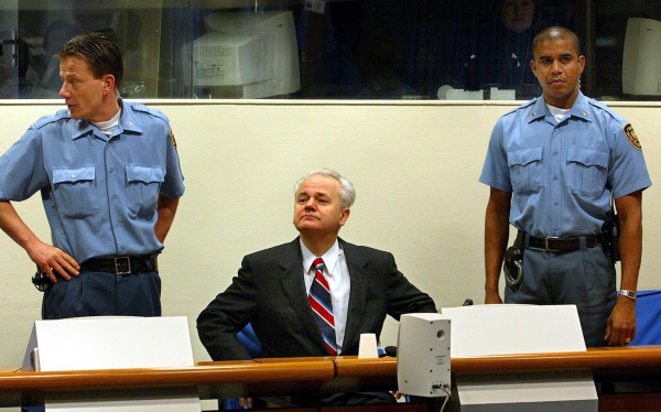 Former Serb President, Slobodan Milosevic facing the ICTY judges the 2nd day of his trial