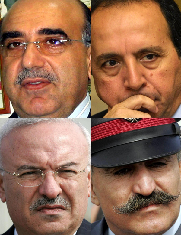 Jamil Al-Sayed en haut à droite. Les trois autres sont des généraux libanais réputés pro-syriens qui comme lui ont passé quatre années en prison dans le cadre de l'enquête sur le meurtre du premier ministre Rafic Hariri