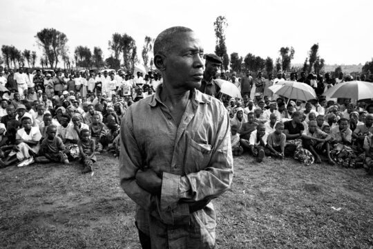 Genocide of the Tutsis in Rwanda - A man is judged in the midst of the population in a 