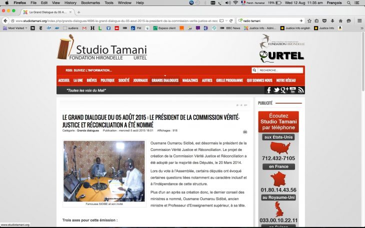 Mali: Studio Tamani ouvre le débat après la nomination du Président de la Commission Vérité et Justice