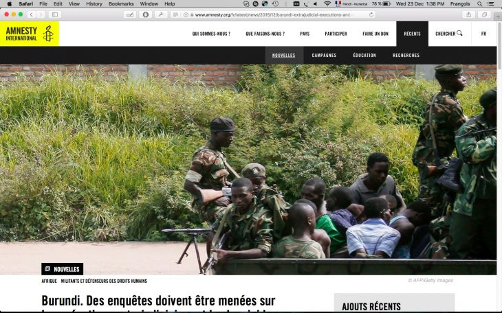 Burundi: Amnesty accuse les forces de sécurité d'avoir procédé à des exécutions sommaires