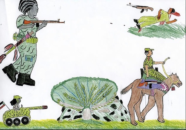 Les dessins des enfants de la guerre comme pièces à conviction