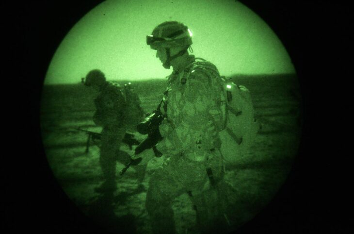 Independent enquiry and commission into the crimes of British Special Forces (SAS) in Afghanistan - Photo: a British soldier carries out a night raid.