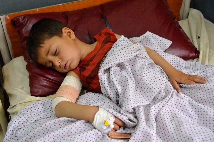 Afghan victim (young boy) wounded, in hospital