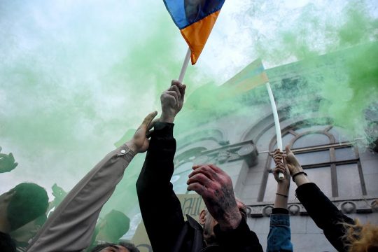 Armenian protesters gather in 2018 in Yerevan, Armenia