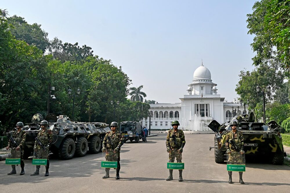 Ten years after, the International Crimes Tribunal (ICT) turns back to its original concerns, writes our correspondent: thin or non-existent evidence, politically driven charging decisions, and a court that rarely says no to the prosecution. Photo: © Munir Uz Zaman / AFP An exterior view of the International Crimes Tribunal (ICT) in Bangladesh, which is guarded by the army.