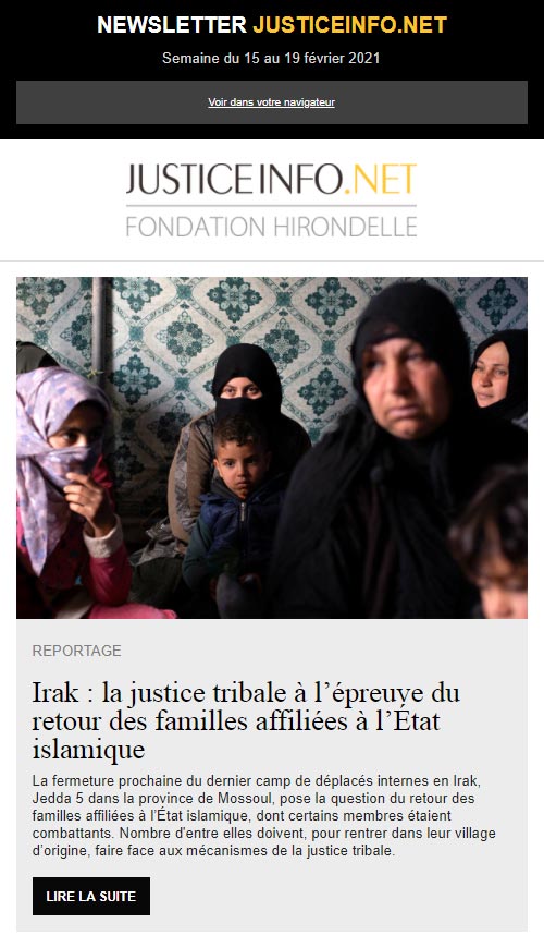 Newsletter Justice Info en français