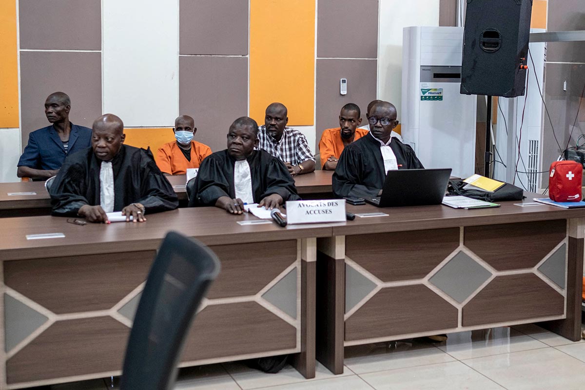 The defence bench (defendants and lawyers) before the Special Criminal Court (SCC) in the Central African Republic.