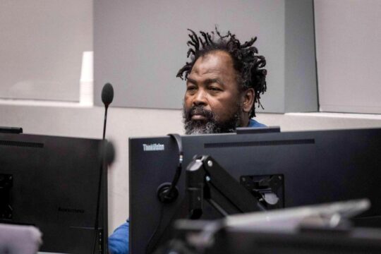 Mahamat Said Abdel Kani, a former member of the Central African rebel group Seleka, during his trial at the International Criminal Court (ICC).