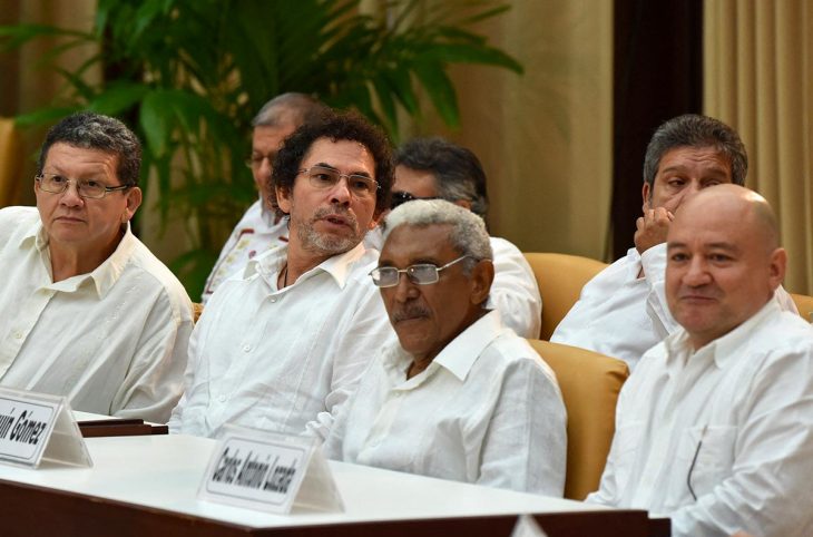 4 former Colombian FARC rebel commanders during the 2015 peace talks in Cuba