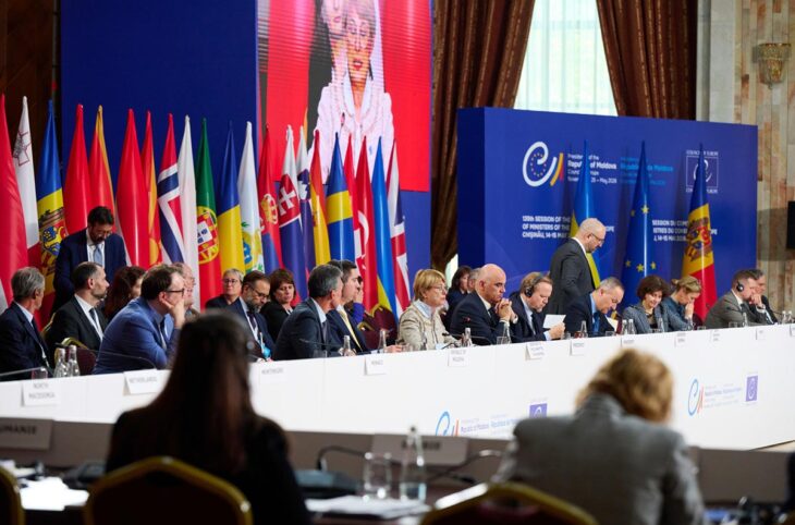 Tribunal spécial pour le crime d’agression contre l’Ukraine (STCA) : les statuts de ce nouveau tribunal international ont été adoptés en mai 2026 par le Conseil de l'Europe. Photo : le comité des ministres est réuni en Moldavie.