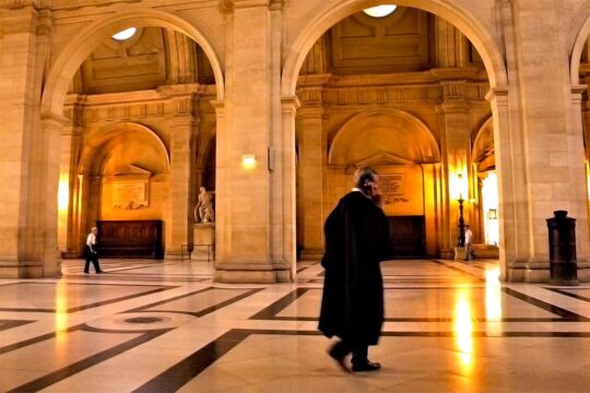 Photo: A lawyer walks through the 