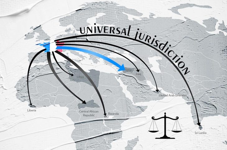 Universal jurisdiction in France - World map of countries where France conducts investigations