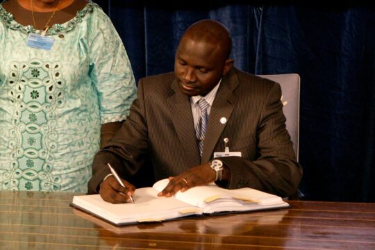 Sonko trial in Switzerland - Photo : Gambian Interior Minister Ousman Sonko at a conference on cluster munitions in Oslo (Norway) in 2008.