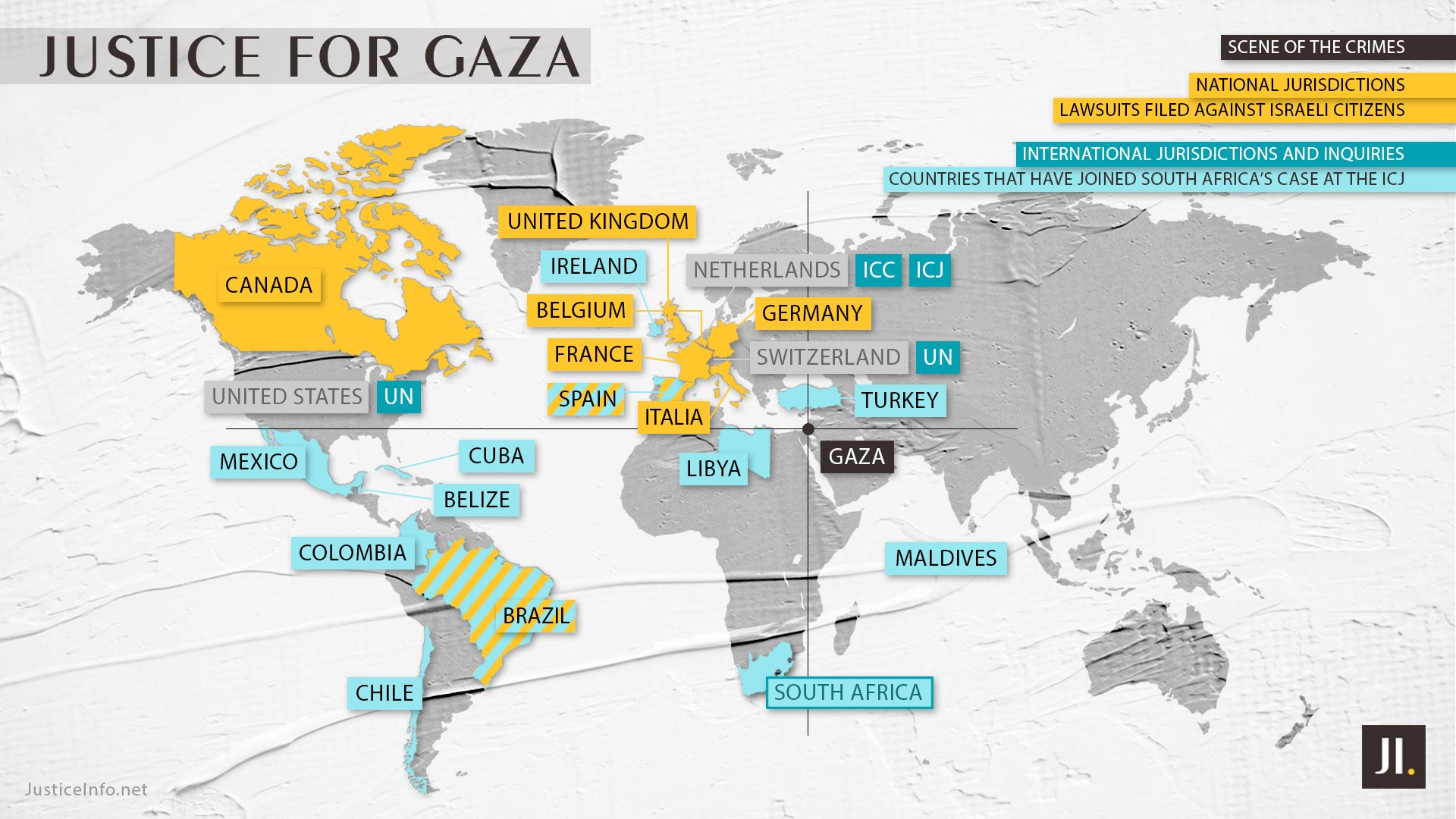 Justice for Gaza: map of justice initiatives around the world