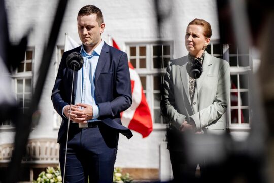 In Greenland, Denmark has implemented a forced contraception campaign (using IUDs). Photo: Danish Prime Minister Mette Frederiksen and Greenlandic Prime Minister Jens-Frederik Nielsen stand side by side in front of the press. They are preparing to issue a formal public apology to Greenlandic women.