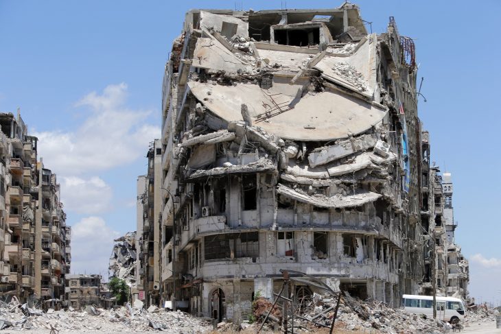 Bâtiments détruits à Homs en Syrie
