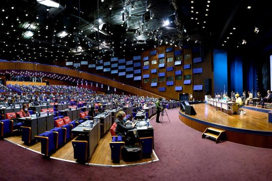 20ème session (en 2021) de l'Assemblée des États parties (AEP) à la Cour pénale internationale (CPI) à La Haye (Pays-Bas).