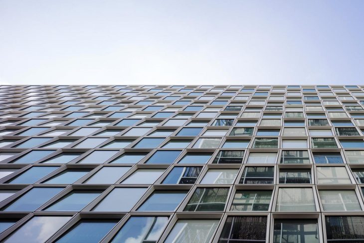 Offices of the International Criminal Court (ICC) in The Hague. Windows in perspective.