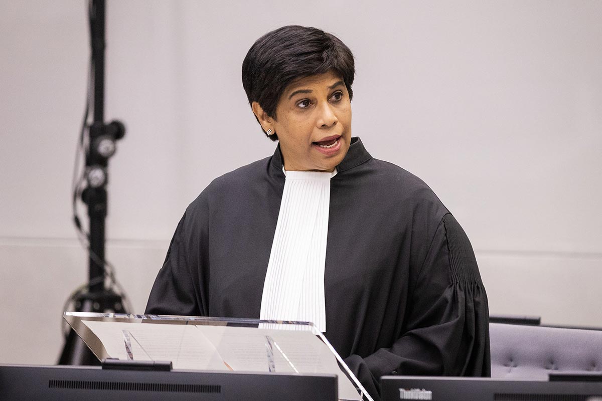 Deputy Prosecutor of the International Criminal Court, Nazhat Shameem Khan, in a dress at the ICC premises in The Hague.