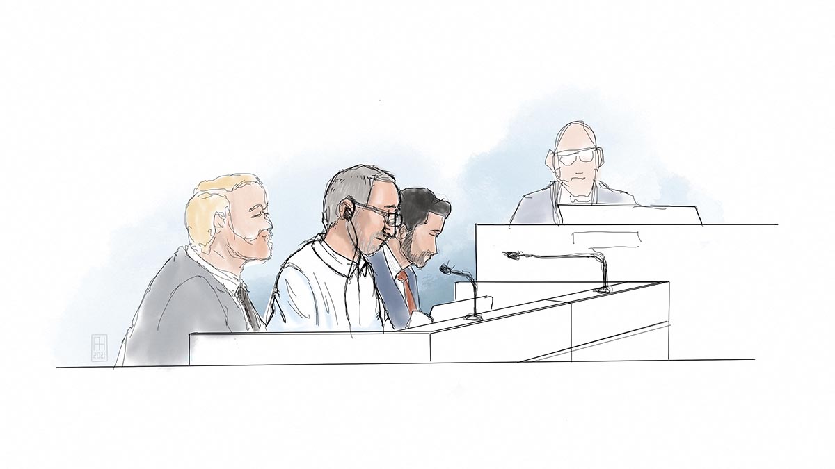 Drawing of Iranian Hamid Noury during his trial