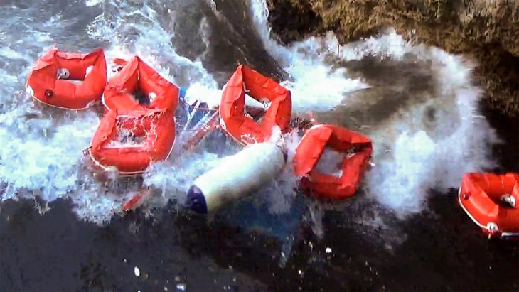 Life jackets abandoned by migrants who arrived in Italy by sea