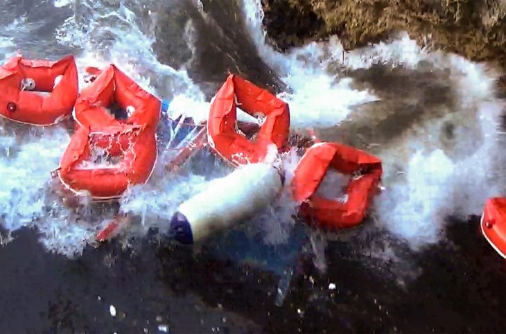 Life jackets abandoned by migrants who arrived in Italy by sea