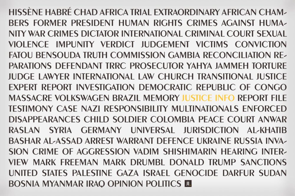 To mark the 10th anniversary of Justice Info, we have compiled a selection of 10 articles published since 2015. Image: all the keywords assigned to these 10 articles.
