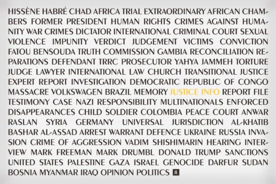 To mark the 10th anniversary of Justice Info, we have compiled a selection of 10 articles published since 2015. Image: all the keywords assigned to these 10 articles.