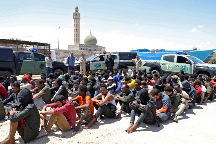 Migrants in a detention center in Libya