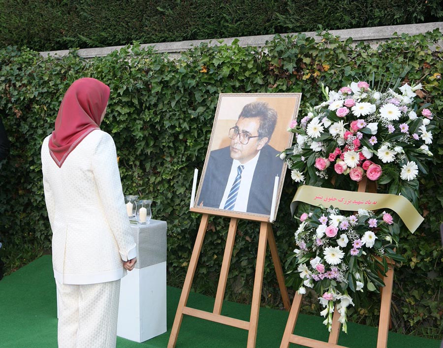 Maryam Rajavi paying tribute to the deceased Kazem Rajavi.