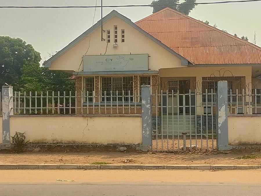 A small house housing the headquarters of the Provincial Truth, Justice and Reconciliation Commission (CPVJR) in Kasaï, in the Democratic Republic of the Congo.