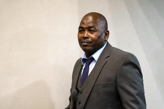 Mahamat Said Abdel Kani, accused of torture as a Seleka rebel commander in the Central African Republic, appears before the International Criminal Court (ICC) in The Hague.