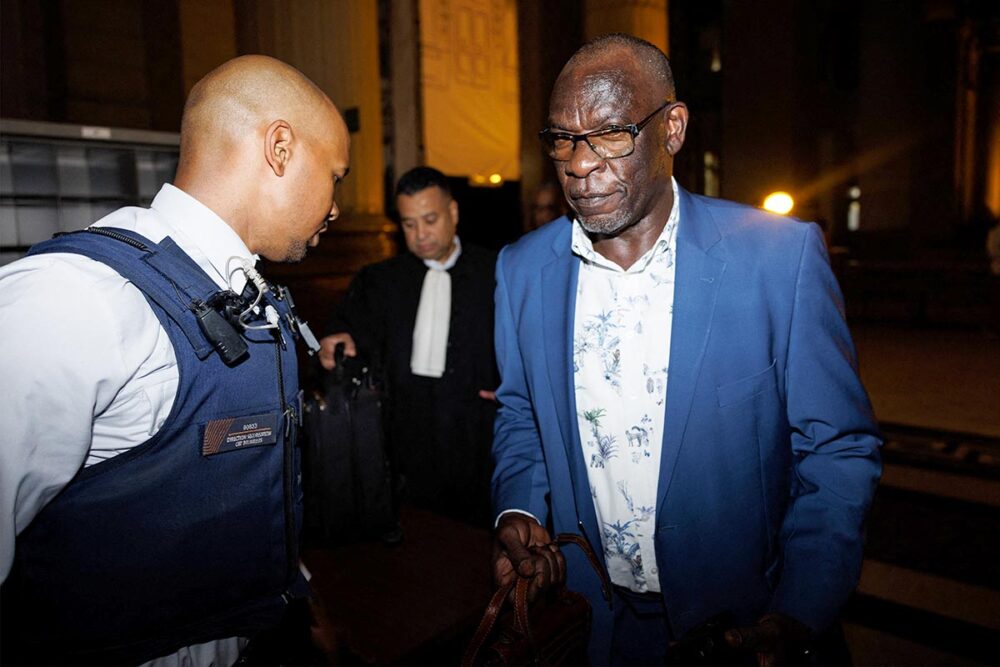 Séraphin Twahirwa at his trial in Belgium for genocide in Rwanda.