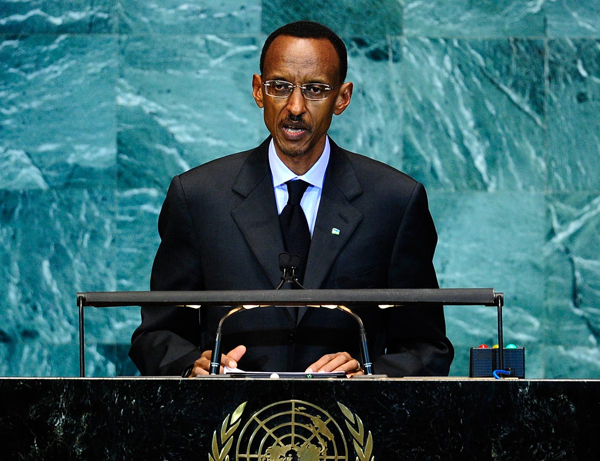 Paul Kagame delivers a speech at the United Nations General Assembly