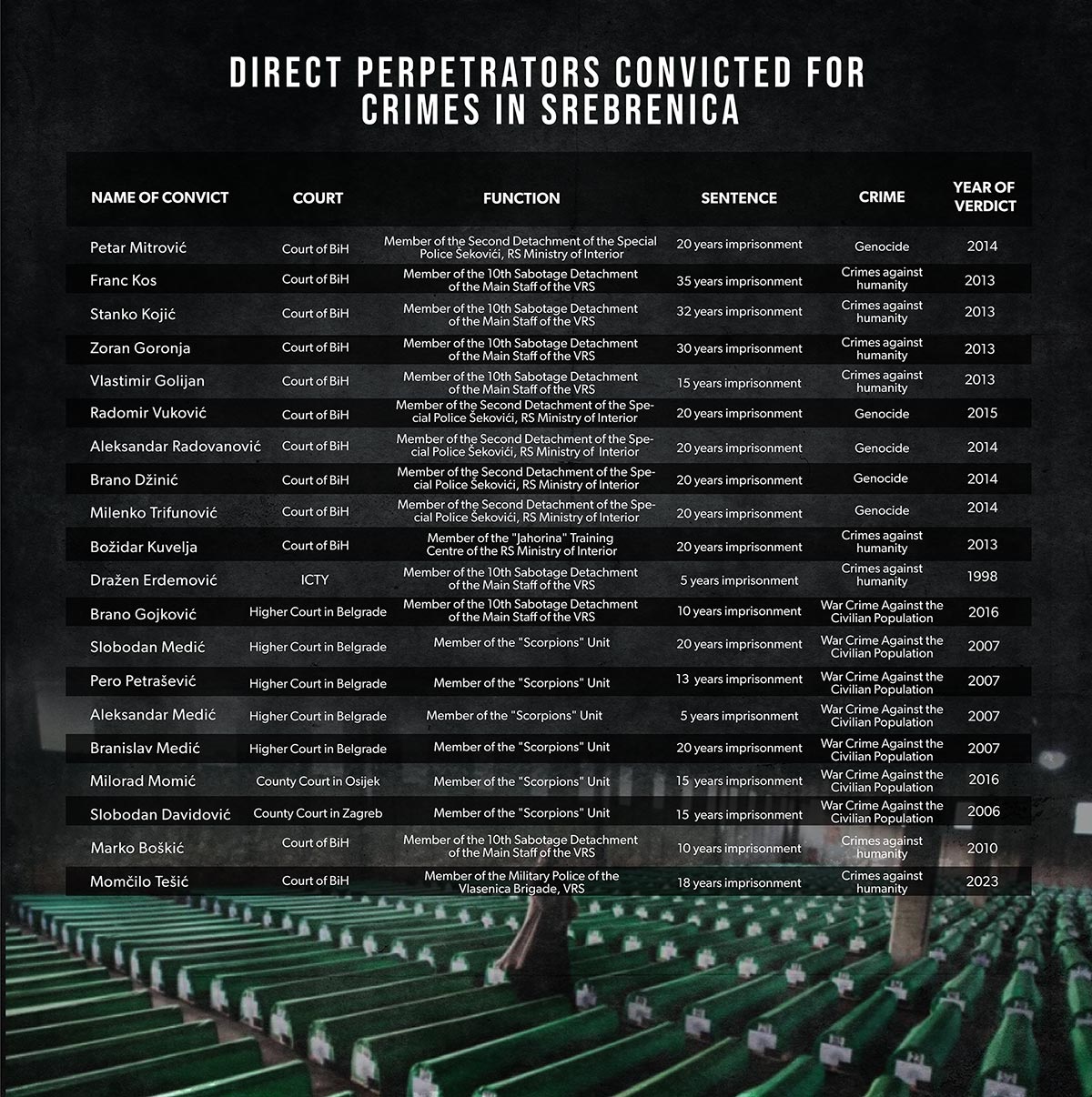Direct perpetrators convicted for crimes in Srebrenica