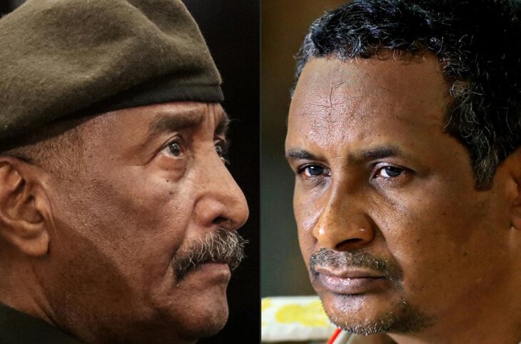 Sudan's Army chief Abdel Fattah al-Burhan and paramilitary Rapid Support Forces commander, General Mohamed Hamdan Daglo (Hemedti)