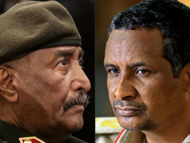 Sudan's Army chief Abdel Fattah al-Burhan and paramilitary Rapid Support Forces commander, General Mohamed Hamdan Daglo (Hemedti)