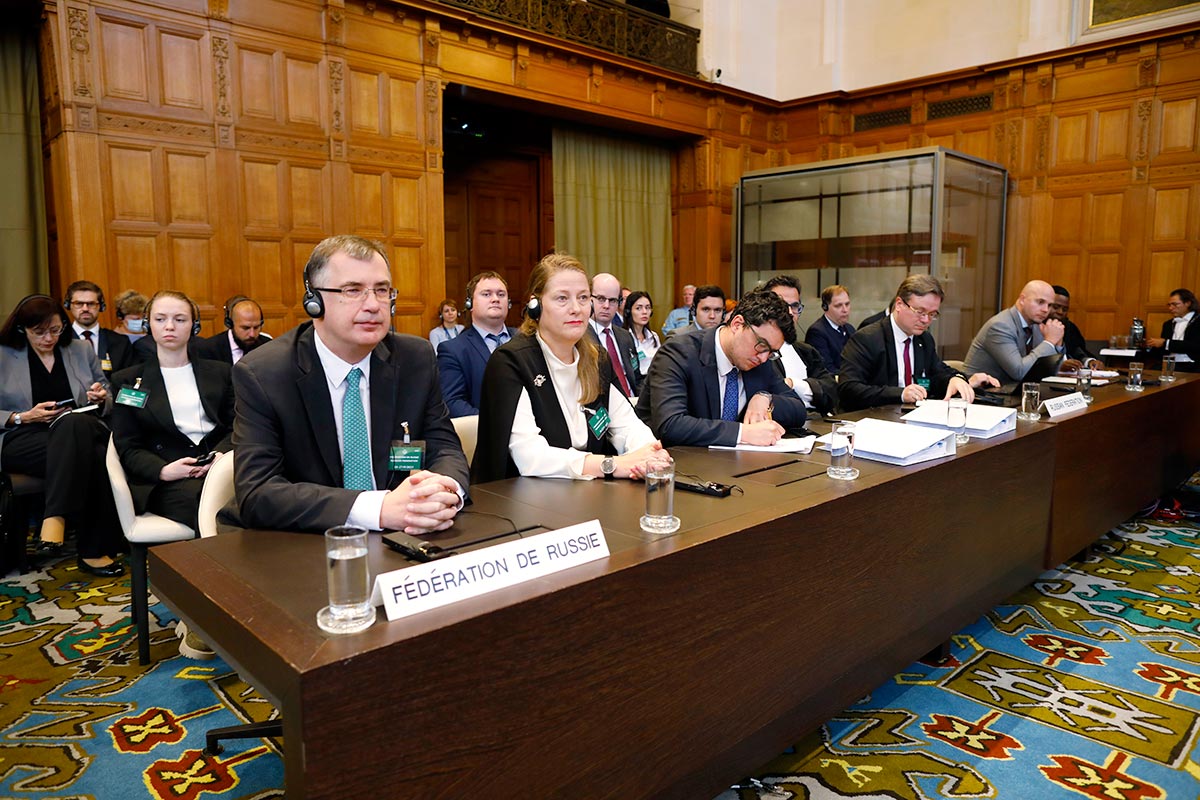 Audience Ukraine vs Russie à la Cour internationale de justice (CIJ) - Les membres de la délégation de la Fédération de Russie ont débattu des violations présumées de la Convention sur le génocide.