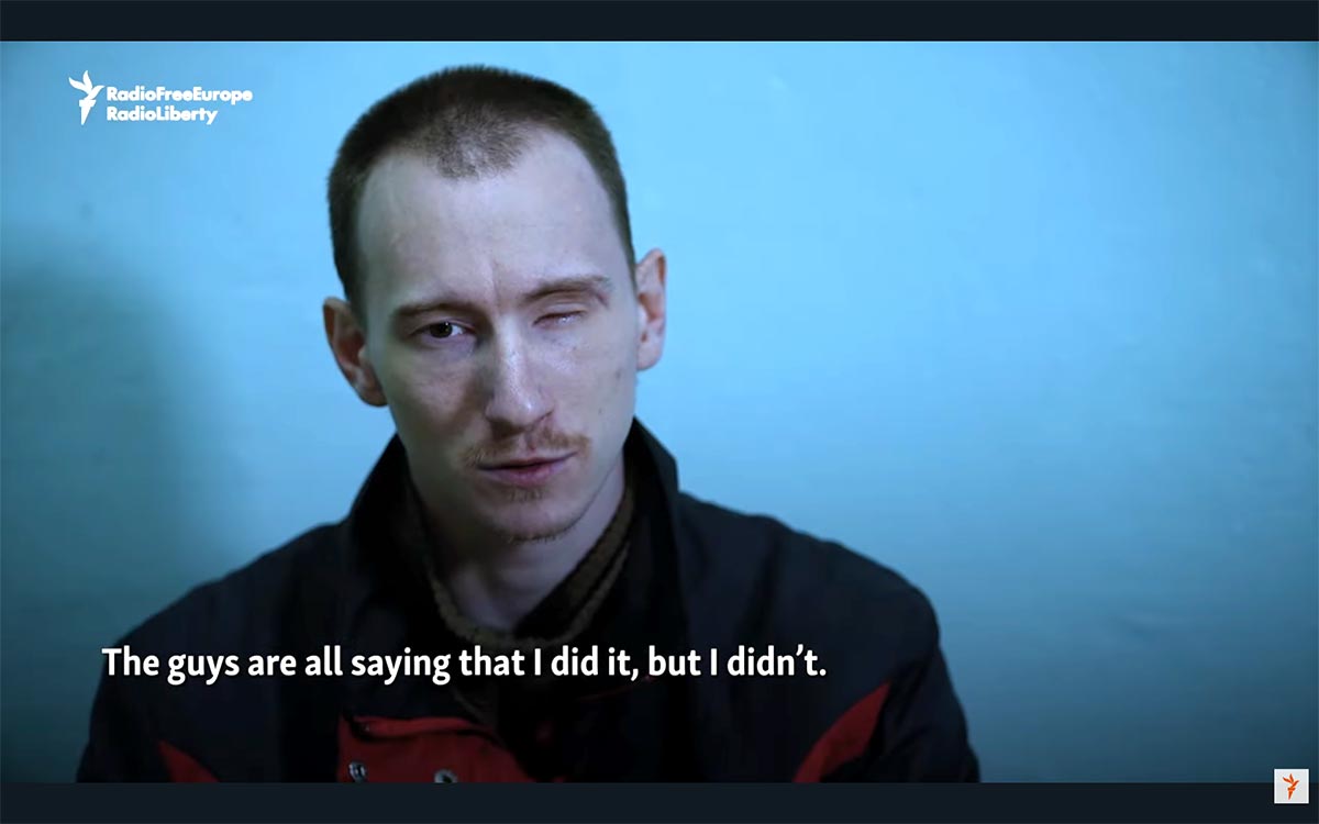 Le soldat russe Dmitriy Kurashov s'exprime devant la caméra (capture vidéo) pour un documentaire : 