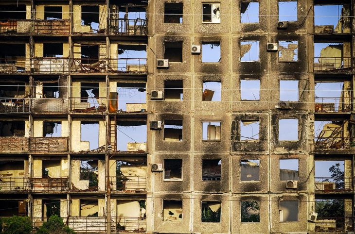 Ruined buildings in Mariupol (Ukraine)