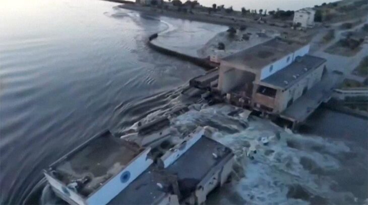 Ukraine - The Nova Kakhovka dam after its destruction