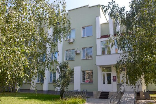 Exterior view of the district court of Chernihiv in Ukraine.