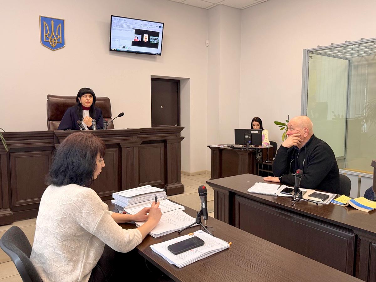 Court hearing in Zaporizhia (southeastern Ukraine) in a case where lawyer Iryna Kapalkina represents the victim.
